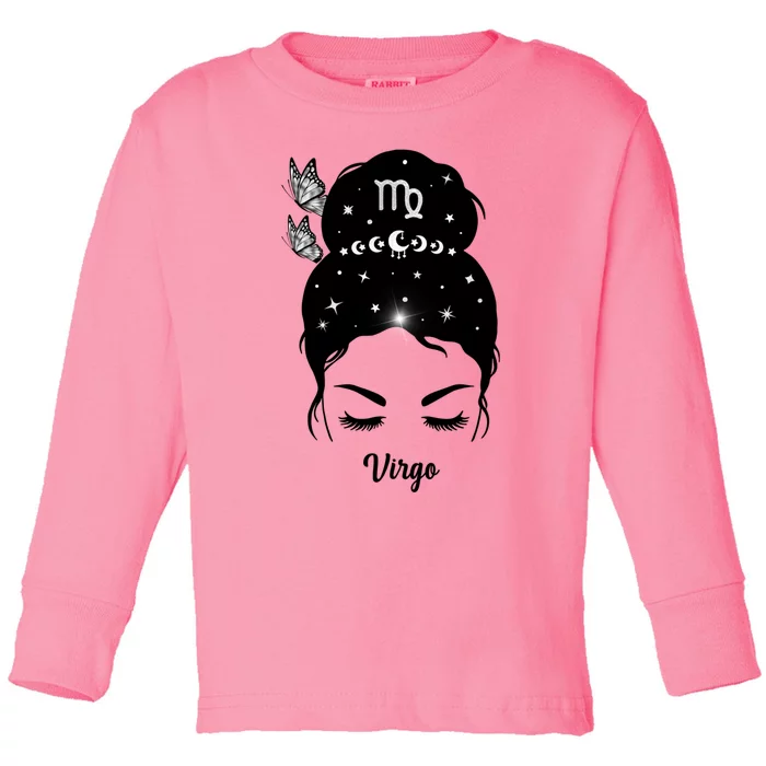 Butterfly Virgo Zodiac Gift Toddler Long Sleeve Shirt