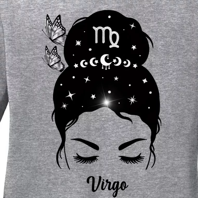 Butterfly Virgo Zodiac Gift Ladies Long Sleeve Shirt