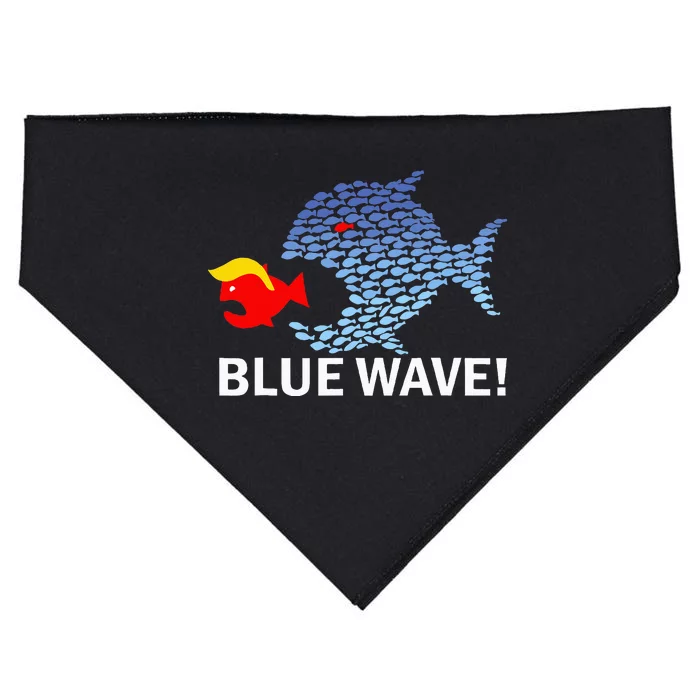 Blue Wave 2024 Big Fish Eat Little Fish Trump Hair USA-Made Doggie Bandana