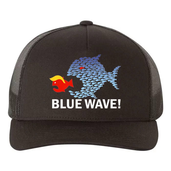 Blue Wave 2024 Funny Big Fish Eat Little Fish Trump Hair Yupoong Adult 5-Panel Trucker Hat