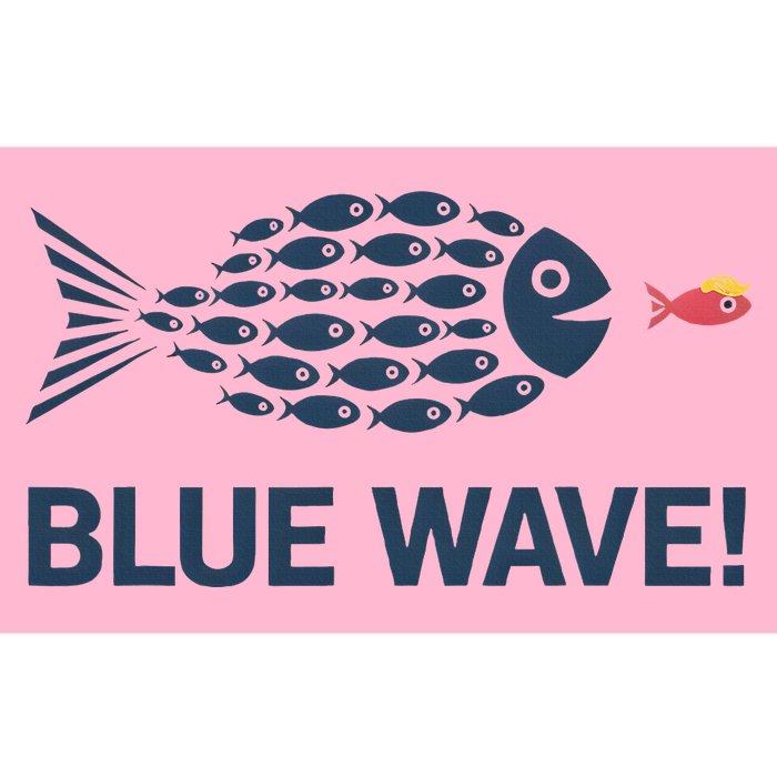 Blue Wave 2024 Funny Big Fish Eat Little Fish Trump Hair Bumper Sticker