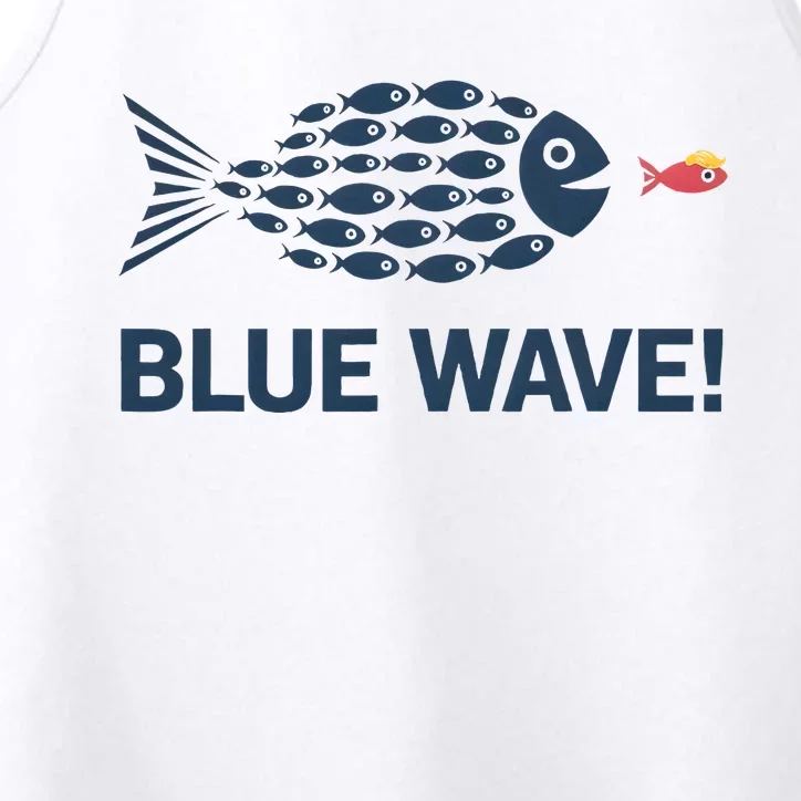 Blue Wave 2024 Funny Big Fish Eat Little Fish Trump Hair Performance Tank