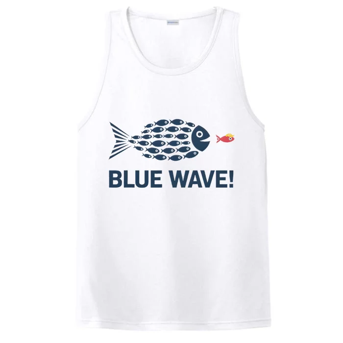 Blue Wave 2024 Funny Big Fish Eat Little Fish Trump Hair Performance Tank