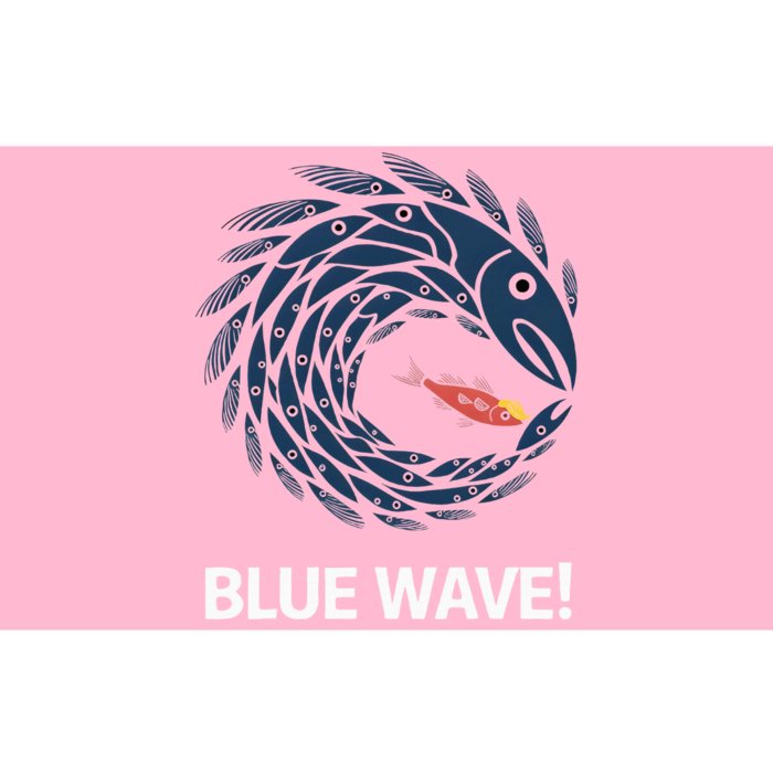 Blue Wave 2024 Funny Big Fish Eat Little Fish Trump Hair Bumper Sticker