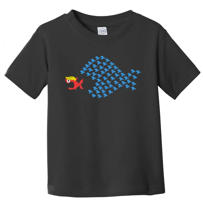 Blue Wave 2024 Big Fish Eat Little Fish Trump Hair Toddler T-Shirt