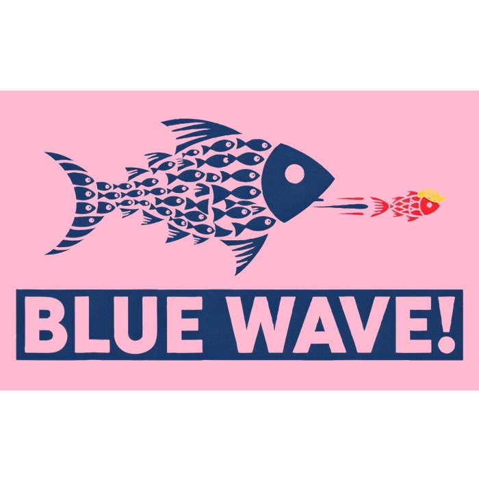 Blue Wave 2024 Funny Big Fish Eat Little Fish Trump Hair Bumper Sticker