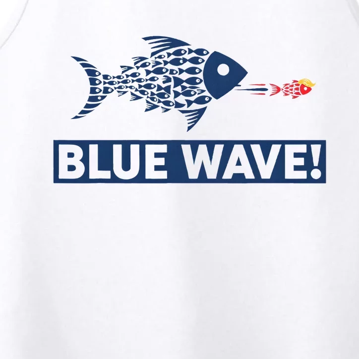 Blue Wave 2024 Funny Big Fish Eat Little Fish Trump Hair Performance Tank