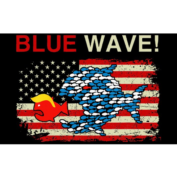 Blue Wave 2024 Funny Big Fish Eat Little Fish Trump Hair Bumper Sticker