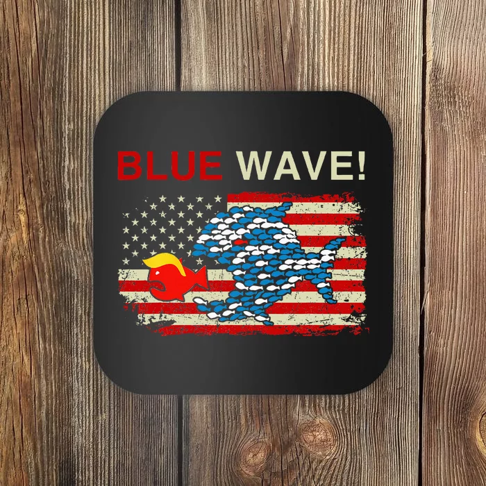 Blue Wave 2024 Funny Big Fish Eat Little Fish Trump Hair Coaster