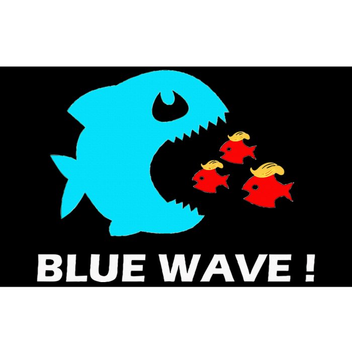 Blue Wave 2024 Funny Big Fish Eat Little Fish Trump Hair Bumper Sticker