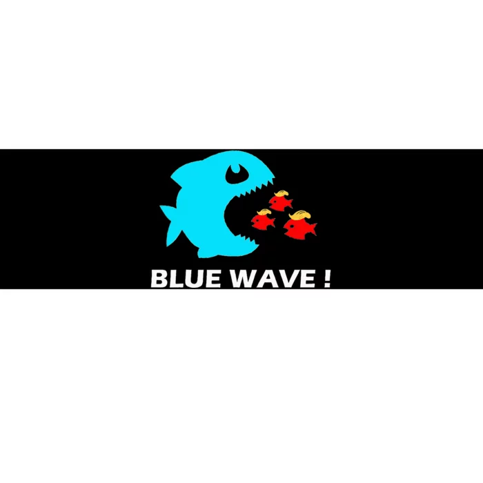 Blue Wave 2024 Funny Big Fish Eat Little Fish Trump Hair Bumper Sticker