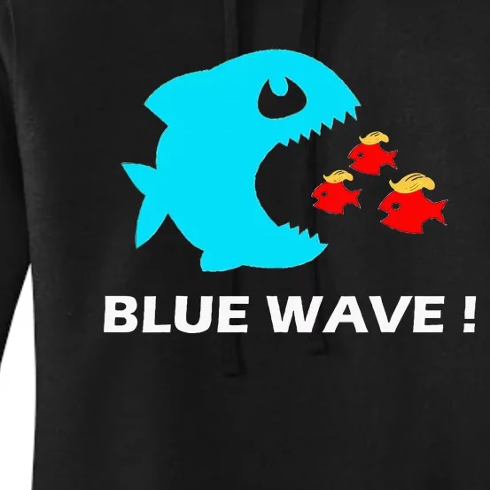 Blue Wave 2024 Funny Big Fish Eat Little Fish Trump Hair Women's Pullover Hoodie