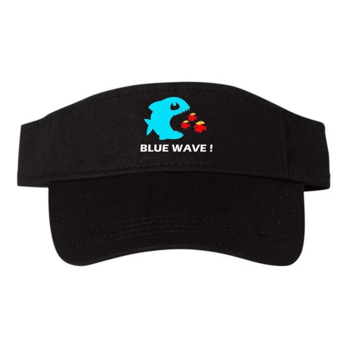 Blue Wave 2024 Funny Big Fish Eat Little Fish Trump Hair Valucap Bio-Washed Visor