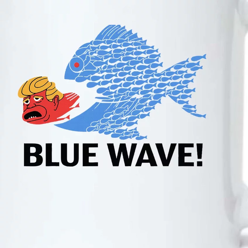 Blue Wave 2024 Funny Big Fish Eat Little Fish Trump Hair Black Color Changing Mug