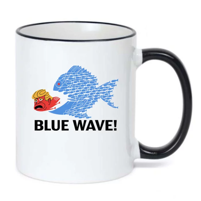 Blue Wave 2024 Funny Big Fish Eat Little Fish Trump Hair Black Color Changing Mug