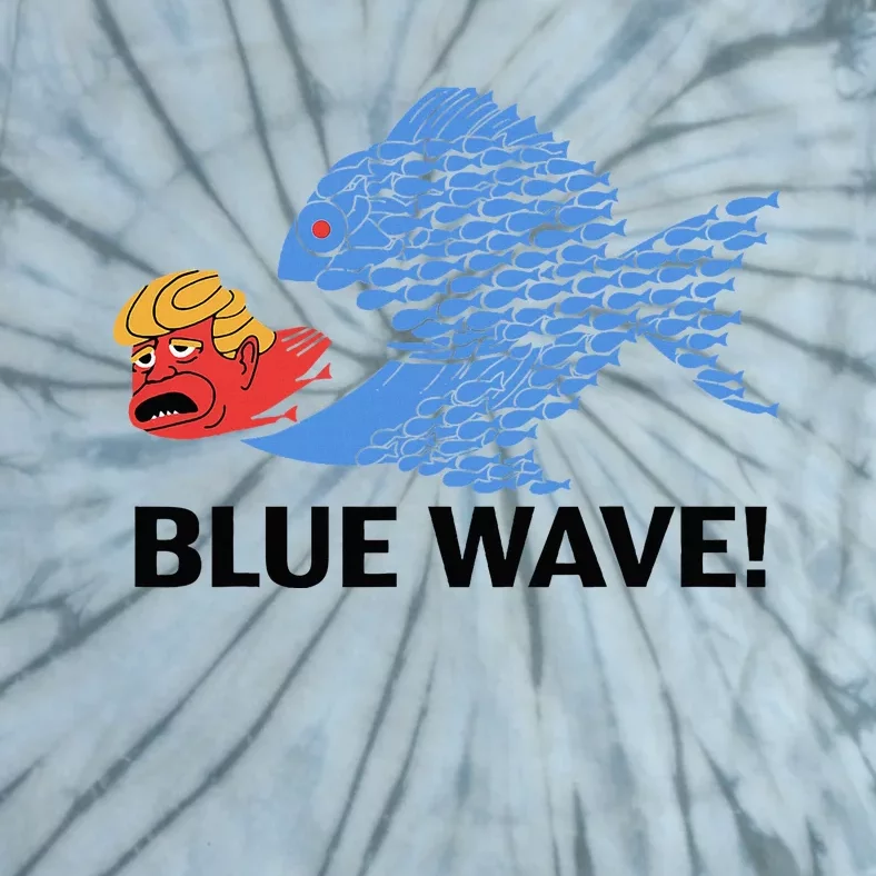 Blue Wave 2024 Funny Big Fish Eat Little Fish Trump Hair Tie-Dye T-Shirt