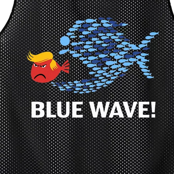 Blue Wave 2024 Funny Big Fish Eat Little Fish Trump Hair Mesh Reversible Basketball Jersey Tank