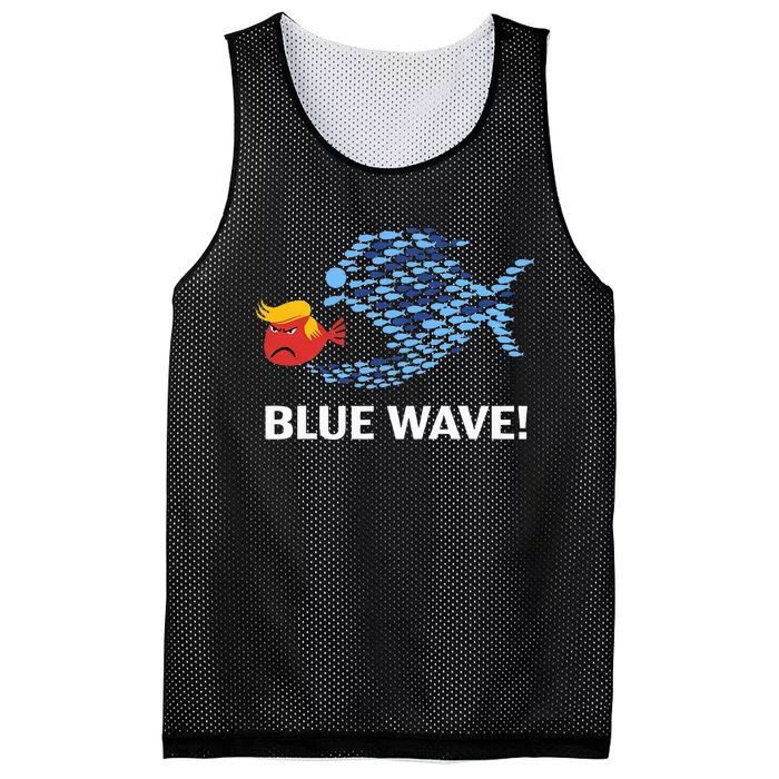 Blue Wave 2024 Funny Big Fish Eat Little Fish Trump Hair Mesh Reversible Basketball Jersey Tank