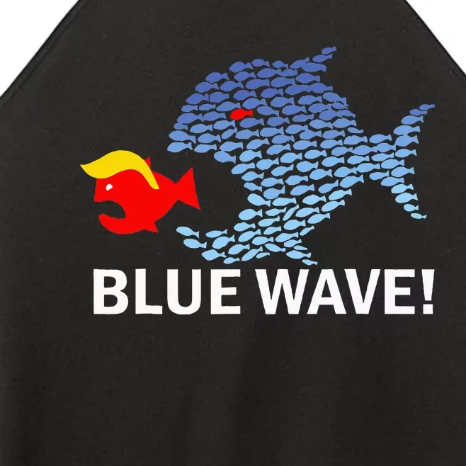 Blue Wave 2024 Funny Big Fish Eat Little Fish Trump Hair Women’s Perfect Tri Rocker Tank