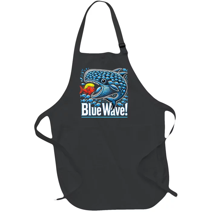 Blue Wave 2024 Funny Big Fish Eat Little Fish Trump Hair Vp Full-Length Apron With Pocket