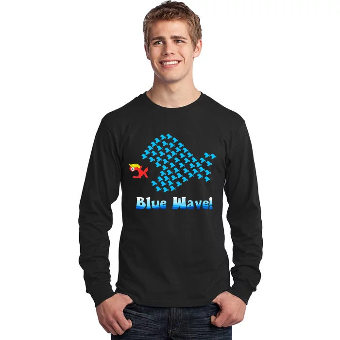 Blue Wave 2024 Funny Big Fish Eat Little Fish Tall Long Sleeve T-Shirt