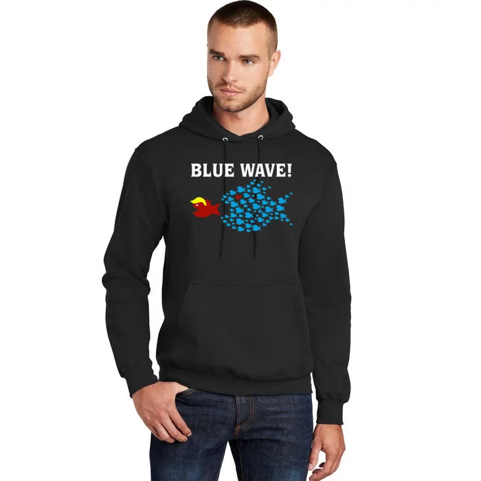 Blue Wave 2024 Kamala Harris Sarcasm Fish Catch Trump Hair Tall Hoodie