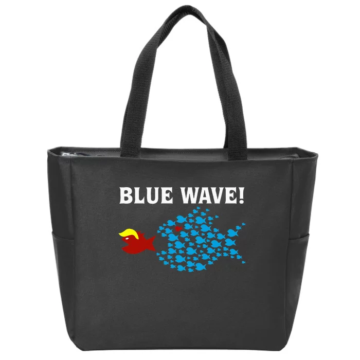 Blue Wave 2024 Kamala Harris Sarcasm Fish Catch Trump Hair Zip Tote Bag