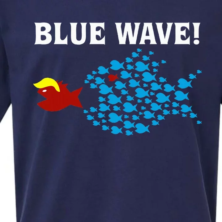 Blue Wave 2024 Kamala Harris Sarcasm Fish Catch Trump Hair Sueded Cloud Jersey T-Shirt