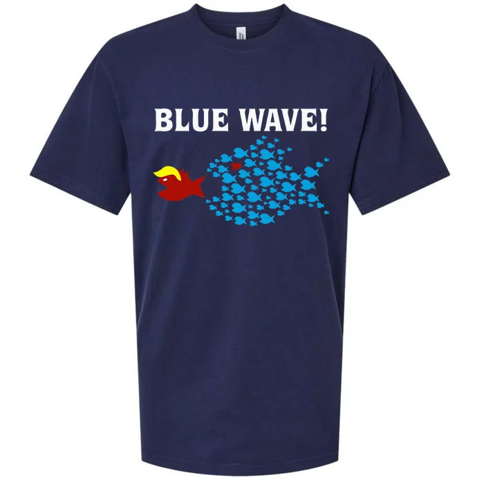 Blue Wave 2024 Kamala Harris Sarcasm Fish Catch Trump Hair Sueded Cloud Jersey T-Shirt