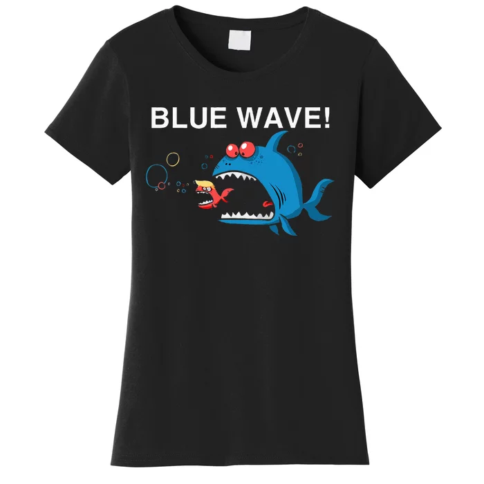 Blue Wave 2024 Big Fish Eat Little Fish Trump Hair Women's T-Shirt