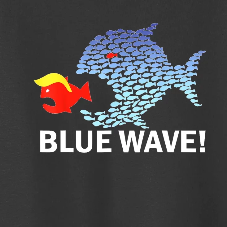 Blue Wave 2024 Funny Big Fish Eat Little Fish Trump Hair Toddler T-Shirt