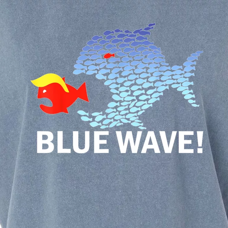 Blue Wave 2024 Funny Big Fish Eat Little Fish Trump Hair Garment-Dyed Women's Muscle Tee