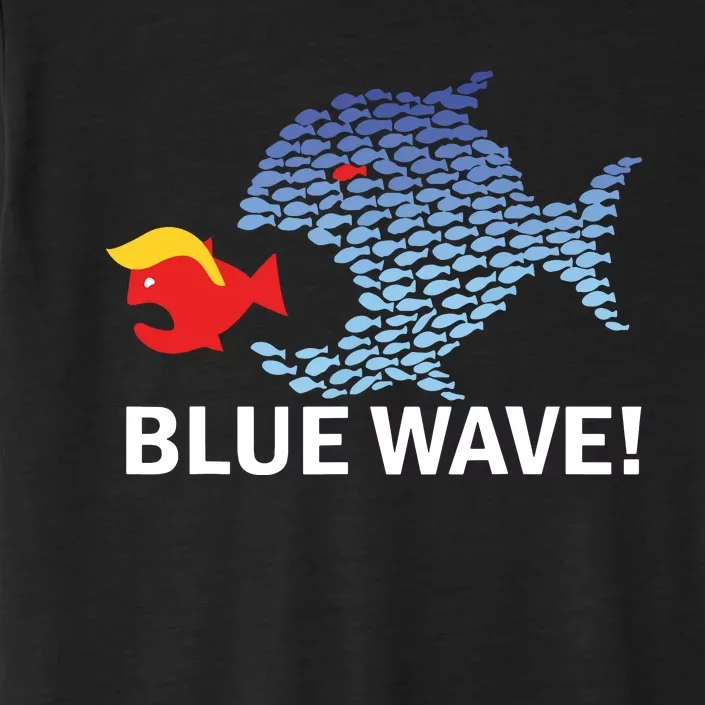 Blue Wave 2024 Funny Big Fish Eat Little Fish Trump Hair ChromaSoft Performance T-Shirt