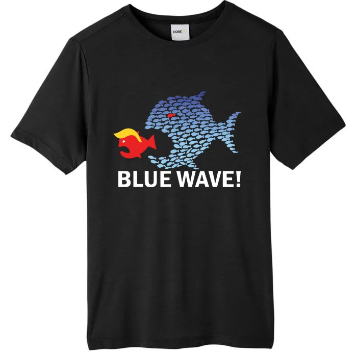 Blue Wave 2024 Funny Big Fish Eat Little Fish Trump Hair ChromaSoft Performance T-Shirt