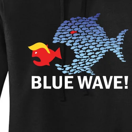 Blue Wave 2024 Funny Big Fish Eat Little Fish Trump Hair Women's Pullover Hoodie