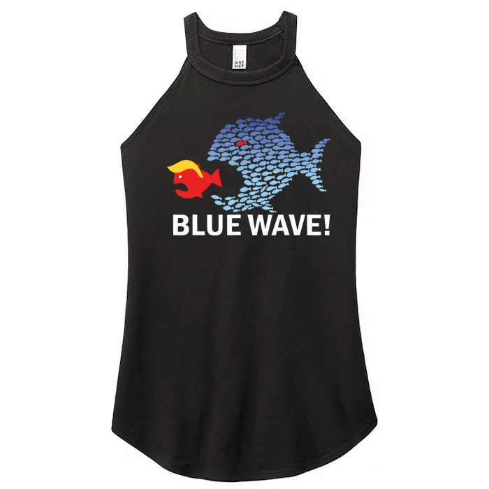 Blue Wave 2024 Funny Big Fish Eat Little Fish Trump Hair Women’s Perfect Tri Rocker Tank