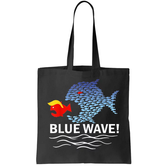 Blue Wave 2024 Funny Big Fish Eat Little Fish Trump Hair Tote Bag