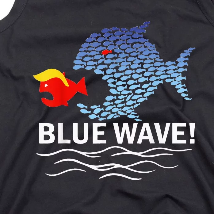 Blue Wave 2024 Funny Big Fish Eat Little Fish Trump Hair Tank Top