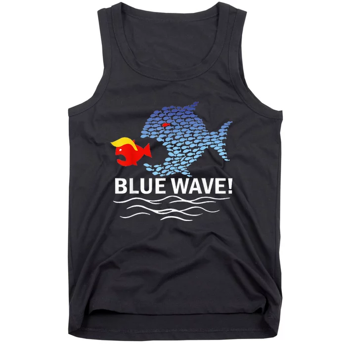 Blue Wave 2024 Funny Big Fish Eat Little Fish Trump Hair Tank Top