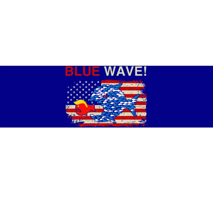 Blue Wave 2024 Funny Big Fish Eat Little Fish Trump Hair Bumper Sticker