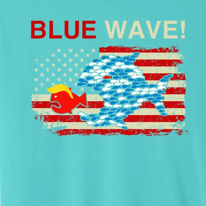 Blue Wave 2024 Funny Big Fish Eat Little Fish Trump Hair ChromaSoft Performance T-Shirt