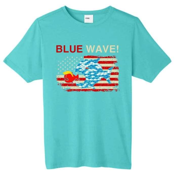 Blue Wave 2024 Funny Big Fish Eat Little Fish Trump Hair ChromaSoft Performance T-Shirt