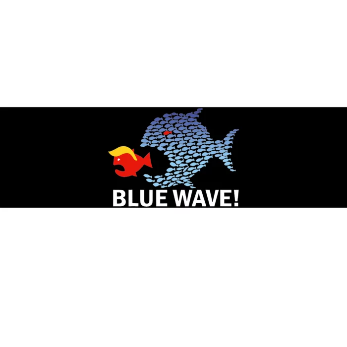 Blue Wave 2024 Funny Big Fish Eat Little Fish Trump Hair Bumper Sticker