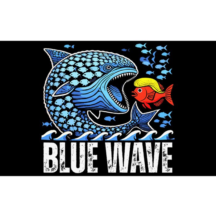 Blue Wave 2024 Funny Big Fish Eat Little Fish Trump Hair Bumper Sticker