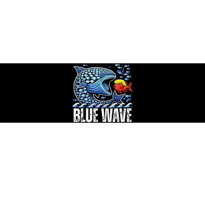 Blue Wave 2024 Funny Big Fish Eat Little Fish Trump Hair Bumper Sticker