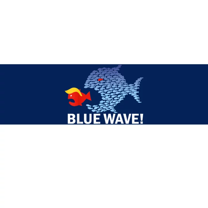 Blue Wave 2024 Funny Big Fish Eat Little Fish Trump Hair Bumper Sticker