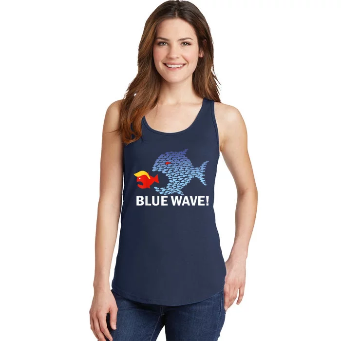 Blue Wave 2024 Funny Big Fish Eat Little Fish Trump Hair Ladies Essential Tank