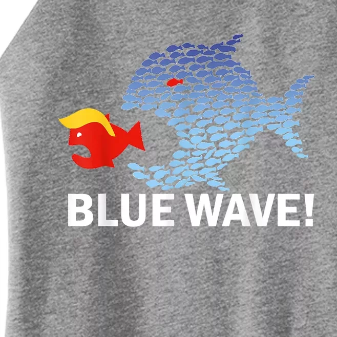 Blue Wave 2024 Funny Big Fish Eat Little Fish Trump Hair Women’s Perfect Tri Rocker Tank