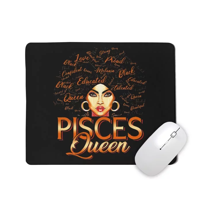 Black Wo Afro Hair Art Pisces Queen March Birthday Mousepad