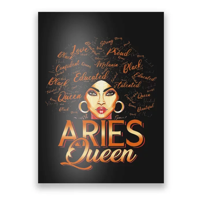 Black Wo Afro Hair Art ARIES Queen February Birthday Poster